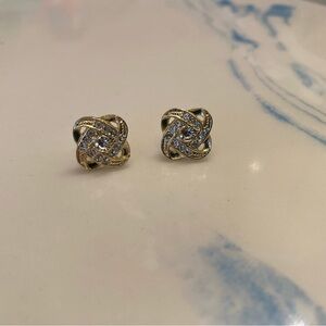 Elegant Gold and Diamond Knot Earrings